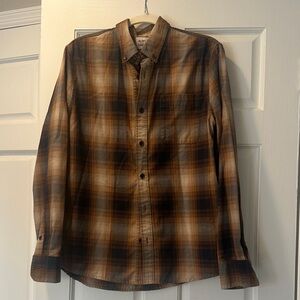 Men's Brown Plaid Casual Button Down Shirt